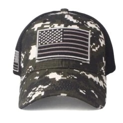 USA Flag Black Camouflage Baseball Cap