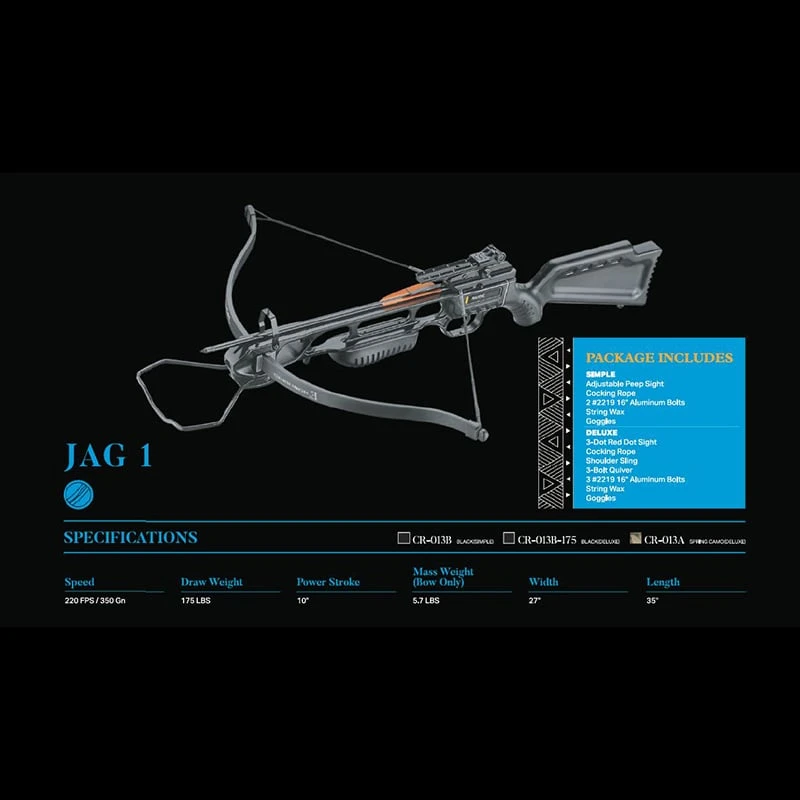 EK Archery Jag I Deluxe Recurve Crossbow - 175lbs 1 EK Archery Jag I Deluxe Recurve Crossbow - 175lbs